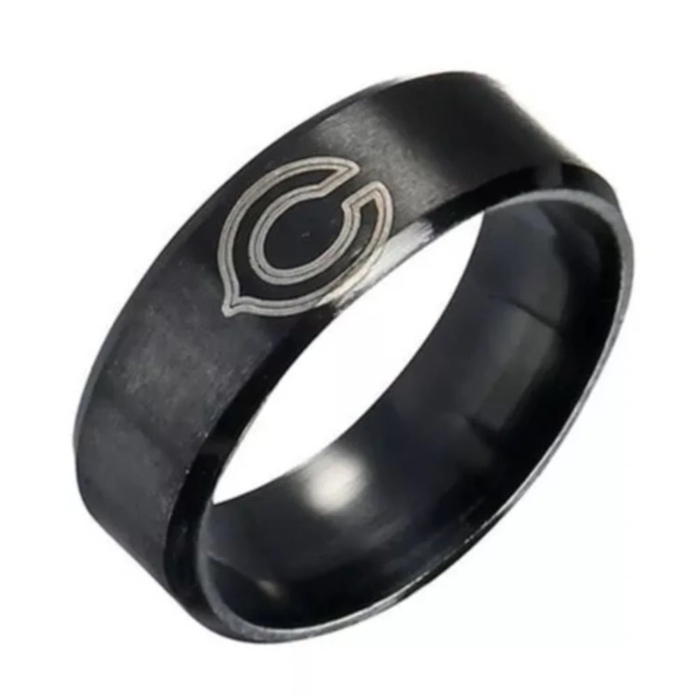 Chicago Bears Black Stainless Steel Ring